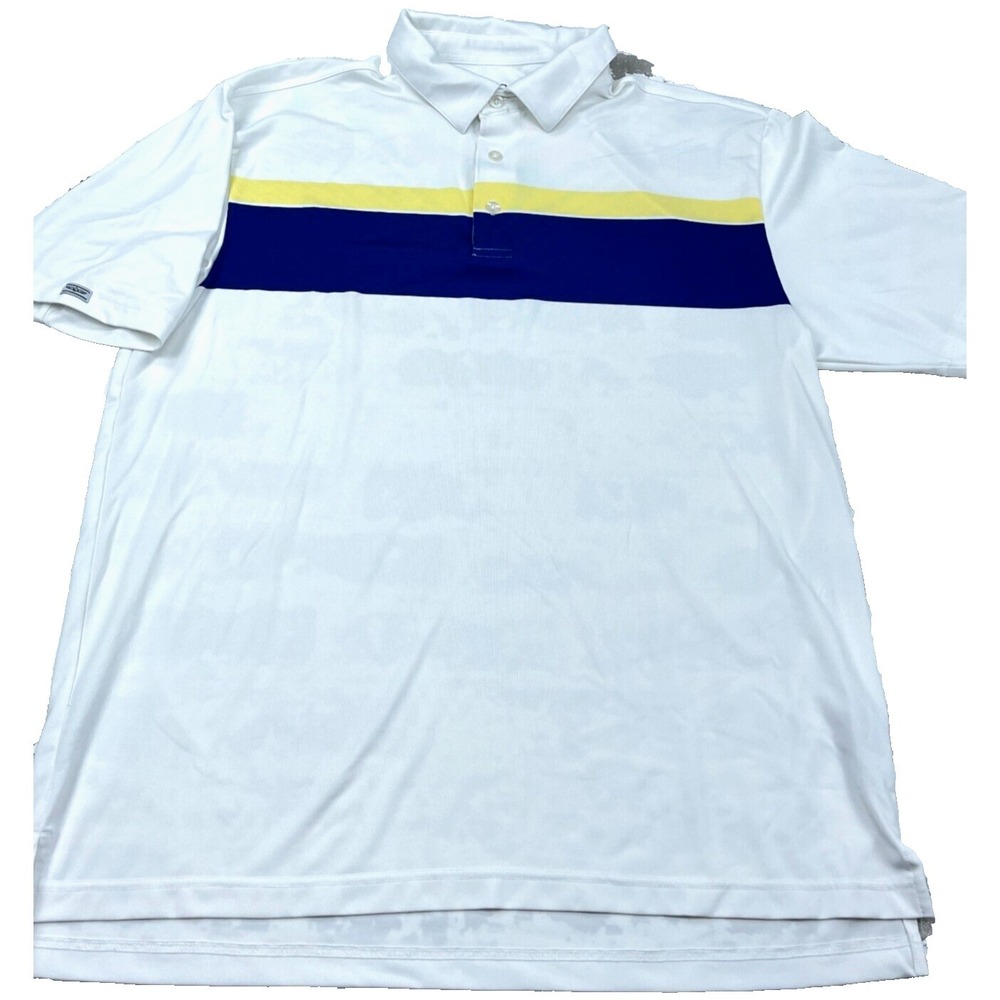 Straight Down Polo Shirt Men XXL 2XL White Blue Performance Dry Golf Colorblock